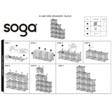 NNEAGS Black Portable 9-Cube 3 Column Storage Organiser Foldable DIY Modular Grid Space Saving Shelf