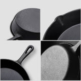 NNEAGS 26cm Round Cast Iron Frying Pan Skillet Steak Sizzle Platter with Handle
