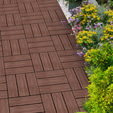 NNEAGS 2X 11 pcs Dark Chocolate DIY Wooden Composite Decking Tiles Garden Outdoor Backyard Flooring Home Decor