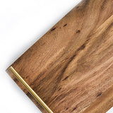 NNEAGS 2X 36cm Brown Rectangle Wooden Acacia Food Serving Tray Charcuterie Board Centerpiece  Home Decor