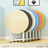 NNEAGS Maple Grain Dining Table Portable Round Surface Space Saving Folding Desk Home Decor