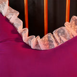 NNEAGS 2X 180cm Burgundy Princess Bed Pillow Headboard Backrest Bedside Tatami Sofa Cushion with Ruffle Lace Home Decor