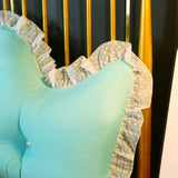 NNEAGS 2X 180cm Light Blue Princess Bed Pillow Headboard Backrest Bedside Tatami Sofa Cushion with Ruffle Lace Home Decor