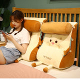 NNEAGS 2X Cute Face Toast Bread Wedge Cushion Stuffed Plush Cartoon Back Support Pillow Home Decor