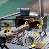 NNETM Stainless Steel Firewood Stove with Chimney - Outdoor Portable Camping Heater