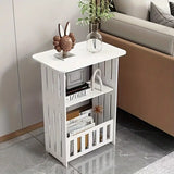 NNETM Plastic Side Table with Shelves - White