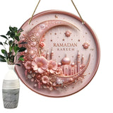 NNETM Ramadan Kareem Pink 2D Wreath Wall Sign