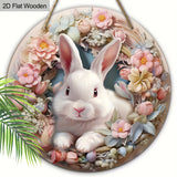 NNETM Easter Bunny & Tulips Wooden Wreath Spring Decor