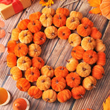 NNETM Faux Velvet Pumpkin Wreath Wall Hanging