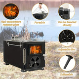 NNETM Portable Wood Burning Tent Stove - Black