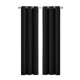 2x Blockout Curtains Panels 3 Layers Black-1910113266756096000