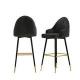 Levede Velvet Bar Stools x 2 Swivel Black-1919892919498706944