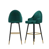Levede Velvet Swivel Bar Stools x 2 Green-1919892919846834176