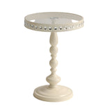 NNETM Corner Table Round Minimalist Side Table (White + Lace)