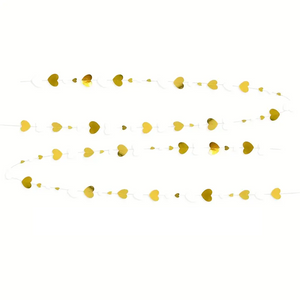 NNETM Heartfelt Elegance: 4m White and Golden Heart Shaped Garland