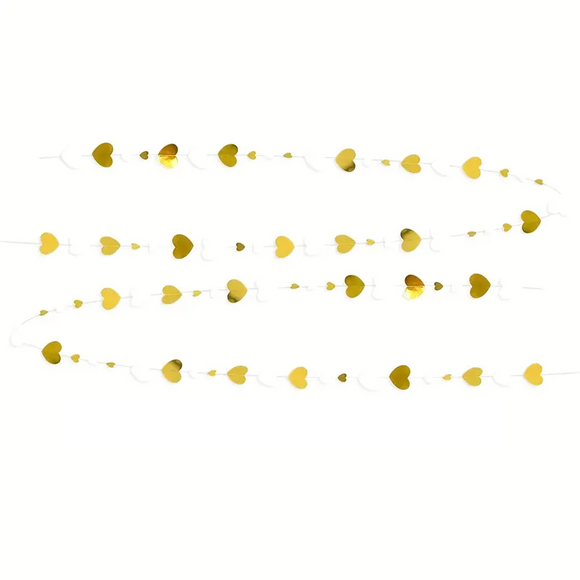 NNETM Heartfelt Elegance: 4m White and Golden Heart Shaped Garland