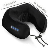 NNETM U-Shaped Heated Neck Massager Pillow - USB Rechargeable(Black)