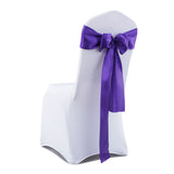 50x Table Runners Coloured Satin Chair Eggplant-1910113035134046209
