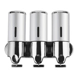 3 Bottles Bathroom Shower Soap Dispenser Silver-1910113090071040001