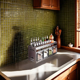 NNETM Wall-Mounted Aluminum Spice Rack with Clear Jars