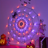 1pc Halloween Spider Web Light LED purple light, orange light, Halloween light string suitable for parties, bedrooms, bars, haunted houses, Halloween decorative atmosphere lights (excluding spiders) Halloween decorations, Chrismas decorations