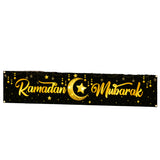 NNETM Black Gold Ramadan Kareem Star Moon Banner