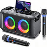 NNETM Portable Karaoke Speaker with 2 Wireless Microphones