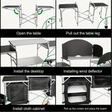 NNETM Portable Foldable Outdoor Kitchen Table with Food Storage Organizer