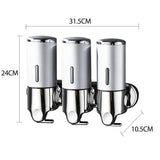 3 Bottles Bathroom Shower Soap Dispenser Silver-1910113090071040002