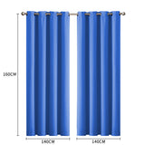 2x Blockout Curtains Panels 3 Layers Blue CD1003-140X230-BK-1919892929523093506