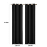 2x Blockout Curtains Panels 3 Layers Black-1910113265929818114