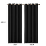 2x Blockout Curtains Panels 3 Layers Black CD1003-140X230-BK-1919892929346932738