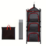 NNETM 3-Tier Camping Storage Net Foldable Hanging Rack