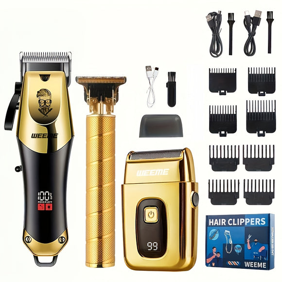 NNETM Golden Hair Clipper Razor Trimmer Set for Men