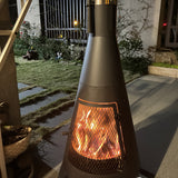 NNETM Outdoor Chimney Fireplace with Mesh Door Black Steel