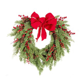 NNEOBA Christmas Heart-Shaped Rattan Wreath with Bowknot