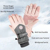 NNETM Cozy Pink Winter Couple Ski Gloves - Adjustable Closure, Non-slip Touch Screen Gloves