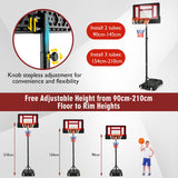 NNECW 132-251cm Weather-resistance Kids Basketball Hoop with Ball Storage