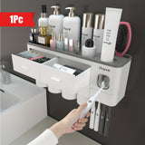 NNETM Wall Mounted Toothbrush Holder with Toothpaste Dispenser
