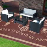NNETM Outdoor Reversible Patio Mat Coffee