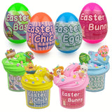 NNETM 4pcs Plastic Easter Eggs with Butter Slime Toys