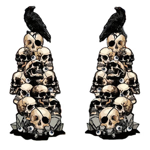 NNETM Halloween Skull & Crow Yard Stakes Outdoor Decor