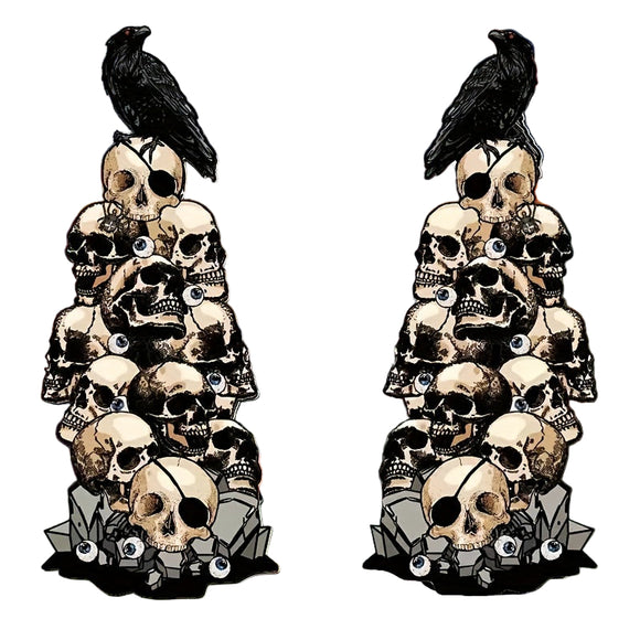 NNETM Halloween Skull & Crow Yard Stakes Outdoor Decor