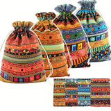 24Pcs Egyptian Ethnic Style Jewelry Pouches – Striped Fabric