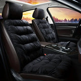 NNETM Winter Plush Car Front Seat Cushion - Universal Fit with Backrest (Single Seat, Black)