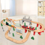 NNETM 72pcs Wooden Train Set with Electric Train Toy