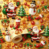 Golden Glossy Christmas Wrapping Paper Roll