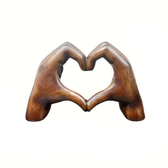 NNETM Wooden Resin Heart-Shaped Hand Carved Art Figurine