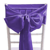 50x Table Runners Coloured Satin Chair Eggplant-1910113035134046214