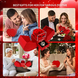 Double-Layer Heart Pendant Necklace Gift Set with Rose Box & Greeting Card